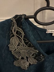 Embroidered Teal Tunic Top