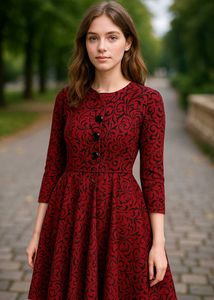 Elegant Red Floral Dress