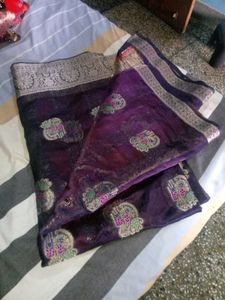 Purple Colour Saree 2 Ya 3 Time Wear Only