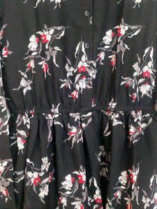 New Floral Print Long Sleeve Midi Dress
