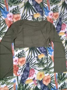 Olive Embroidered Crop Top