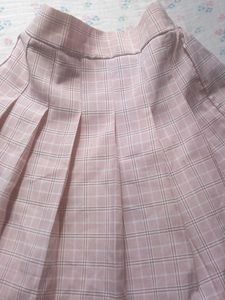 Pink Plaid Pleated Mini Skirt