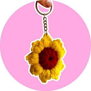 Sunflower Crochet Keychain