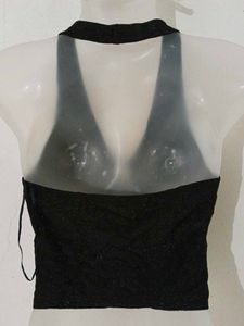 Y2K SHIMMERY HALTER NECK TOP