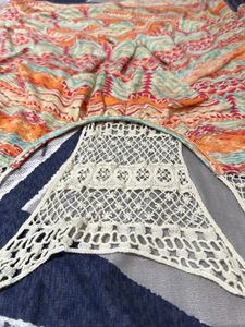 Multi colour with white thread details