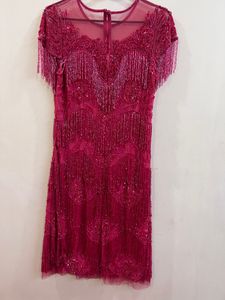 NEVER WORN Dark Pink Sequins Beaded Party Dress
