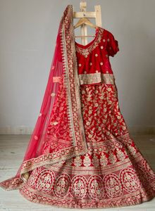 Red bridal Embroidered Lehenga Choli