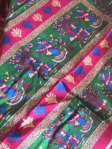 Pink &amp; Green Patterned Saree