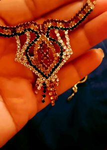 Diamond Necklace In Multi Color With Earning. ..