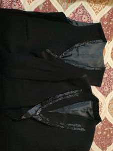 Embroidered Mens Black Blazer