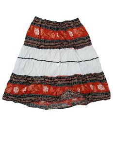 Boho Floral Print Midi Skirt