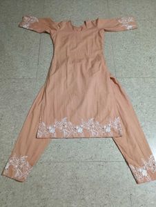 Peach Embroidered Kurta Set