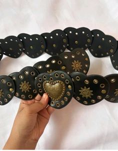 Vintage Pinteresty Y2k Leather Heart Disc Belt