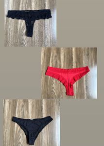 Set Of 3 Lace Panties + Thong