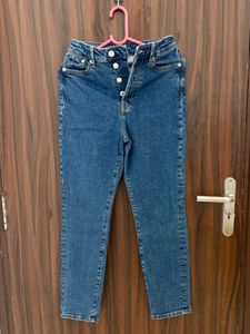 High-Waisted Blue Denim Jeans