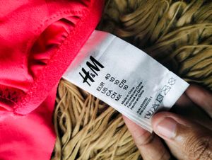 H&amp;M bright pink, one-shoulder swimsuit top