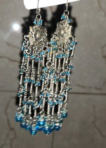 Vintage Style Blue Beaded Earrings