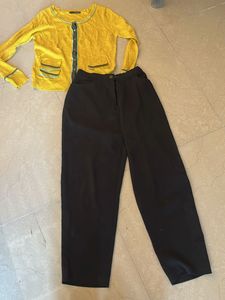 Yellow Top &amp; Black Pants Set