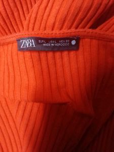 ZARA Orange Red Colour Bodysuit With Full Sleeve