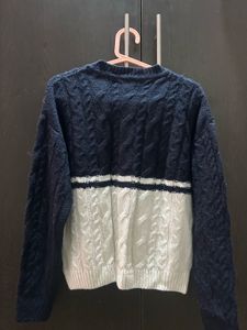 Navy &amp; White Knit Sweater