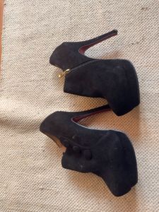Black Suede Platform Booties