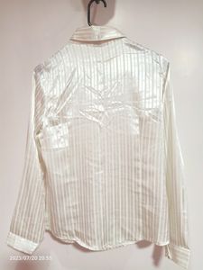 Korean Brand White Button Down Collar Striped Shirt