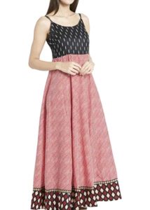 Noodle Strap Long Gown With Huge Ghera