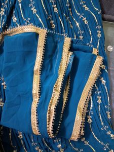 Teal Sequined Lehenga Choli L Size