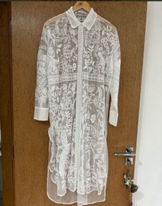 Zara White Embroidered dress