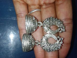 oxidized jumkas with peacock design