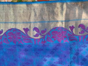 Beautiful Blue Pure Soft Silk Saree