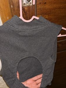 Gray Mock Neck Sleeveless Open Back Crop Top