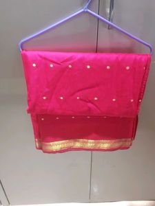 Pink Saree with Gold Detail
