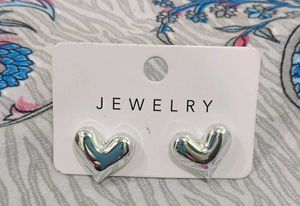Silver Heart Stud Earrings