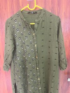 Olive Green Printed Kurti