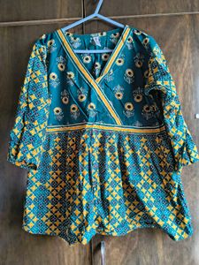 Patterned Teal Top