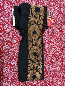 Elegant Black &amp; Copper Embroidered Fabric