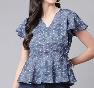 New Cottinfab V-neck Top For Women
