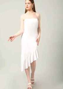 White Strapless Ruffle Dress