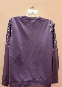 Purple With Floral Print Sweatshirt