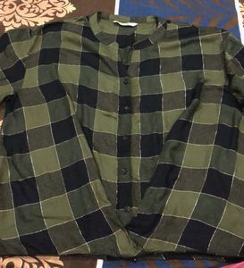 Checkered Olive Green Top