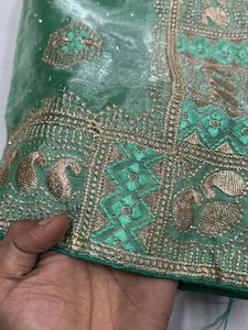 Green Embroidered Saree
