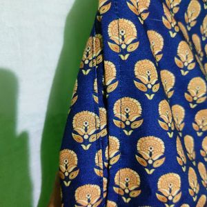 Blue Printed Tailor Made Kurta Set
