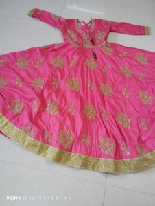 Pink &amp; Gold Anarkali Dress
