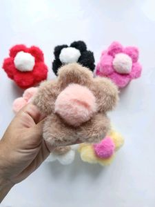 Fluffy Flower Hair Clips