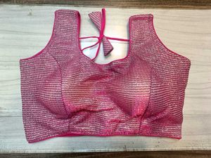 Pink Glitter Sleeveless Blouse