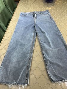 Wide Leg Denim Jeans waist 34 Stretchable