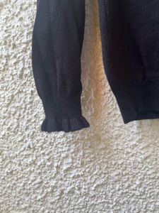 Black Closed Neck Winter Wear Top