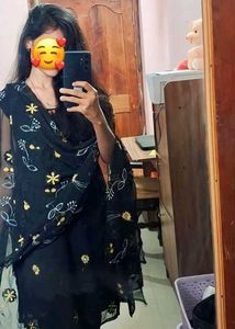 Embroidered Black Chudidar Suit