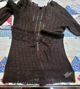 Brown Crochet Cardigan